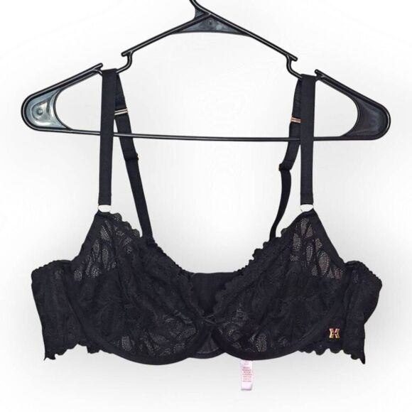 Savage X Fenty Plus Size Women's Black Sheer Lace Underwire Back Closure Unlined - Picture 1 of 8